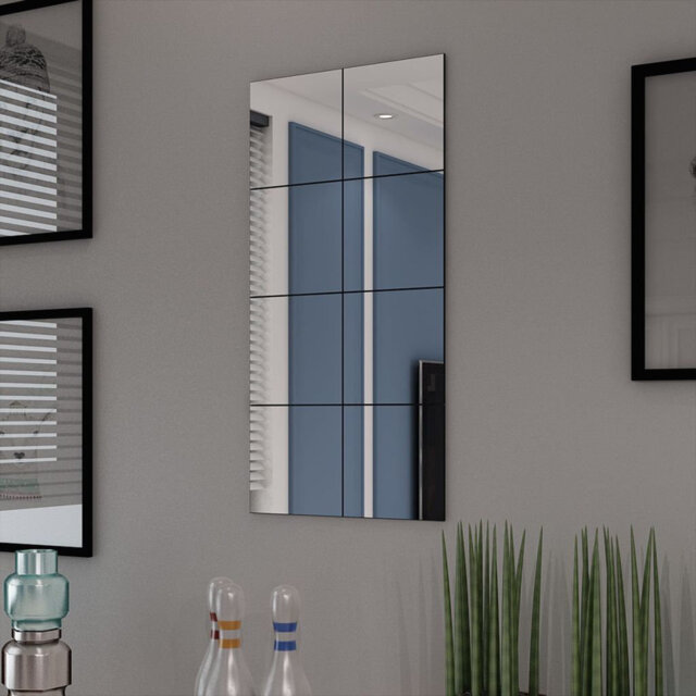 Frameless Mirror Tiles Glass 20.5cm Bathroom Vanity Makeup Decor