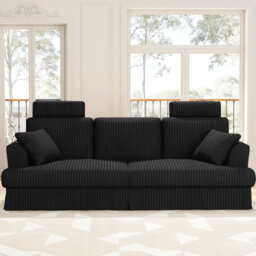 Modern oversize 222cm corduroy sofa with detachable headrest design