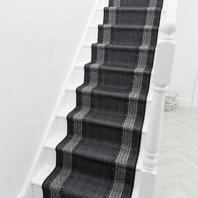 Greek Key Steel Stair Runner – Hardwearing, Non-Slip & Durable Carpet for Stairs & Staircases, Multiple Lengths