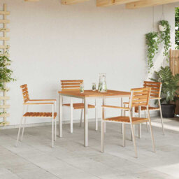 Garden Chair 4 Pcs Brown 56 X 54.5 X 87Cm Solid Teak Wood