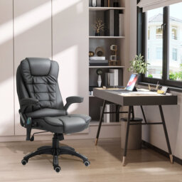 HOMCOM 6-Point Massage Office Chair Heated Seat High Back PU Leather