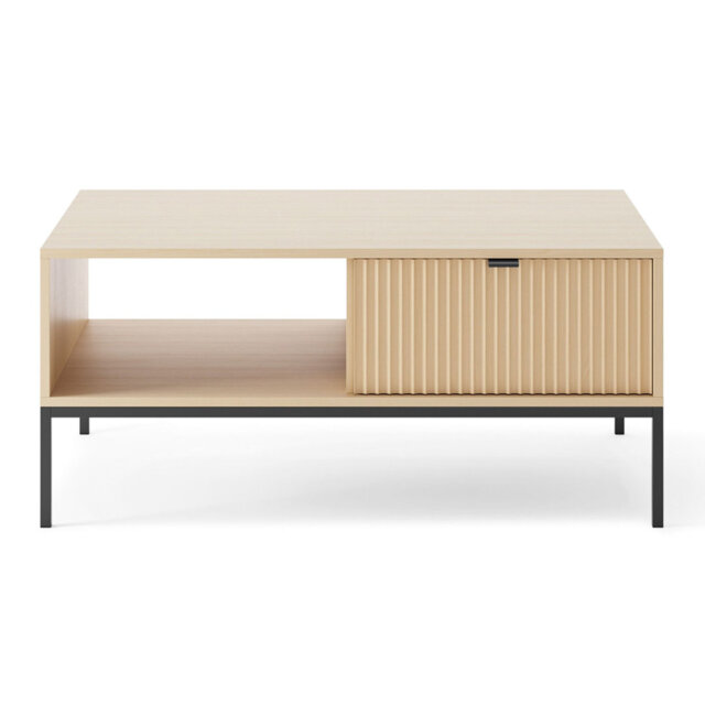 Vellore Coffee Table with Two Drawers 104 x 68 cm Vicenza Oak Black Legs