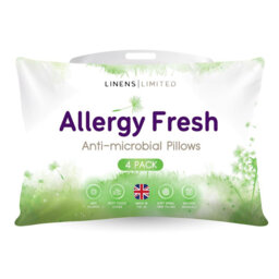 Linens Limited Soft Pillow, Made in the UK, Allergy Fresh, Soft and Firm with Orthopedic Support, Anti Allergy Hollowfibre, Machine Washable - Pack of