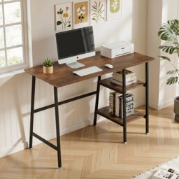 Coyer Home Office Desk, Modern Simple Computer Writing Desk with Storage Shelves, Study Work Office Table for Bedrooms, Small Spaces, Home Offices, Li