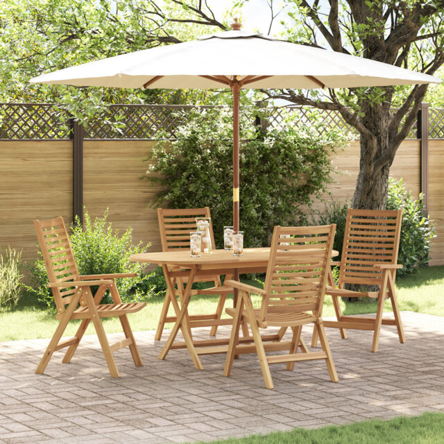 4 - Person Wood Patio Dining Set with Round Table