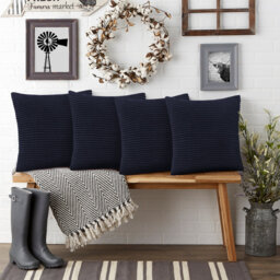 Shadwell Striped Square Scatter Crushed Velvet Cushion Cover