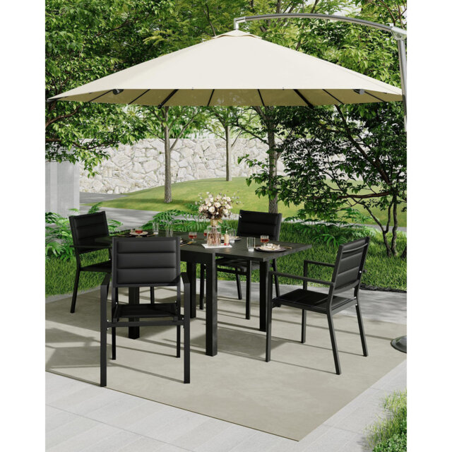 Aluminum Stackable Patio Dining Chairs Set of 4,Stacking Outdoor Dining Chairs for All Weather with PVC-coated polyester Farbic for for Outdoor, Patio