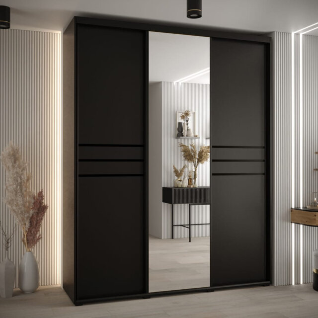 Cannes XI Mirrored Sliding Door Wardrobe W190cm - Sleek Storage Solution for Spacious Rooms