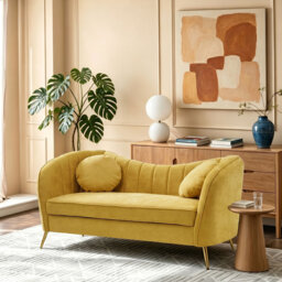 Belice 164cm W 2 Seater Chenille Tufted Sofa with Two Throw Pillows