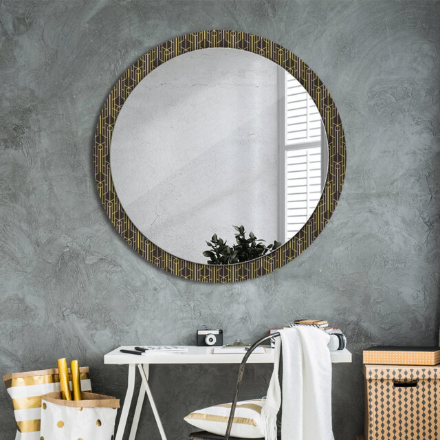 Huldar Round Glass Framed Wall Mounted Accent Mirror in Black