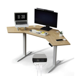 Balwan Height Adjustable Corner Standing Desk with Wireless & USB Chargers