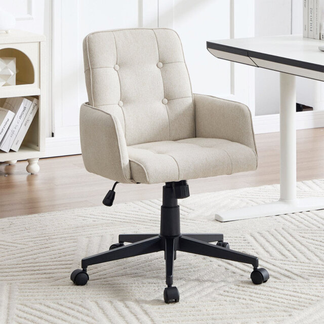 Adjustable Height Home Office Chair Swivel Desk Chair with Silent Casters Easy Assembly Modern Computer Chair