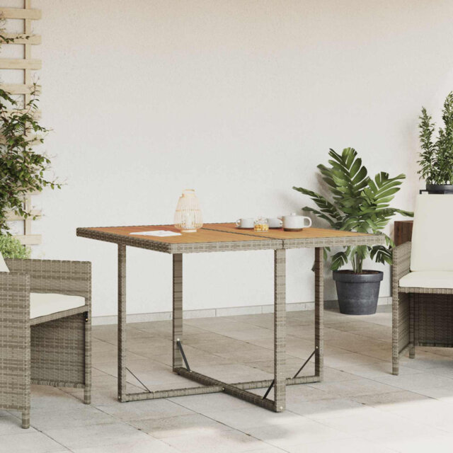 Garden Table Patio Outdoor Dining Table Acacia Wood And Poly Rattan