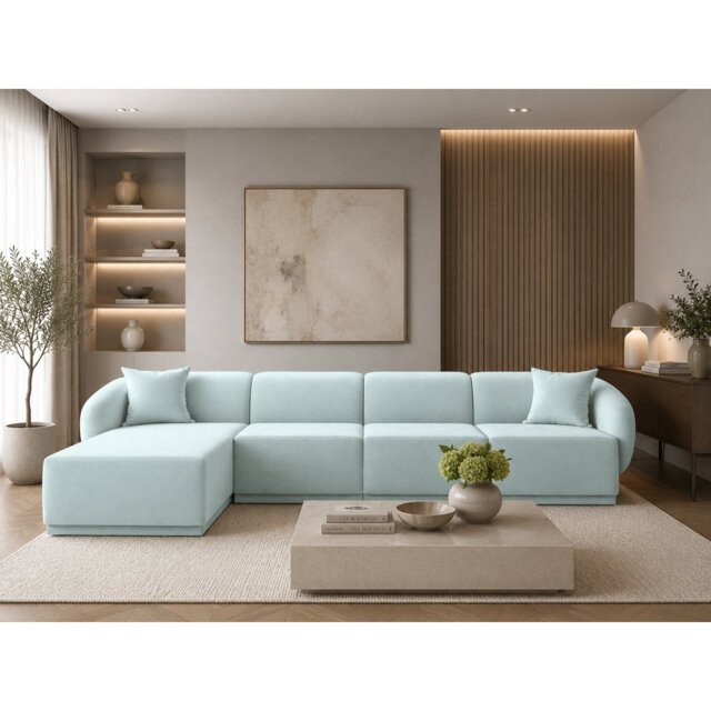 4 Seater Velvet Chaise End Sofa