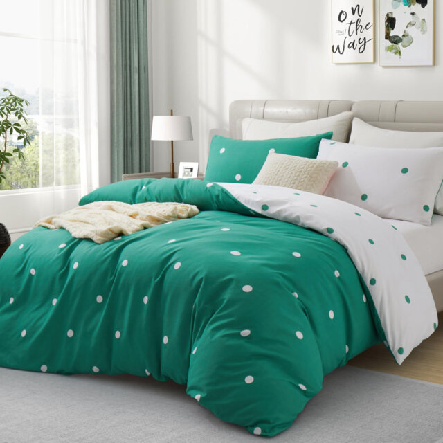 Reversible Microfiber Duvet Cover Set - 2 in 1 Pattern Printed Duvet with Matching Pillow Covers