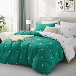 Reversible Microfiber Duvet Cover Set - 2 in 1 Pattern Printed Duvet with Matching Pillow Covers