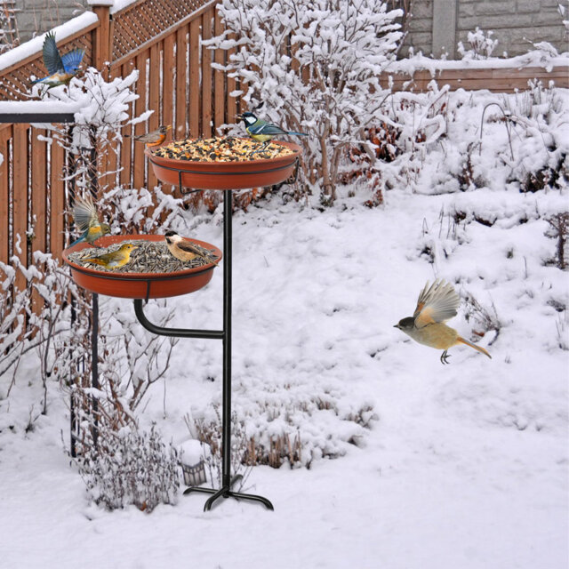 Freestanding Birdbaths Bowl Outdoor, 101cm Garden Bird Bath Bird Feeder Bowl with Metal Stake, Detachable Decoration Spa Birdfeeder for Garden Patio Y