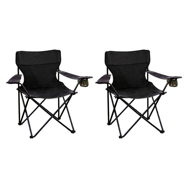 ROYALFORD Camping Chair - Folding Portable Outdoor Chair With Cup Holder - Heavy Duty 600D Fabric Steel Frame With Wide Armrests - Lightweight Garden