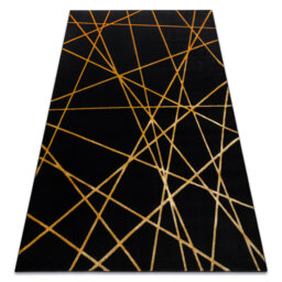 Modern rug GLOSS for living rooms, bedrooms, study, elegant, glamor, art deco, geometric black / gold