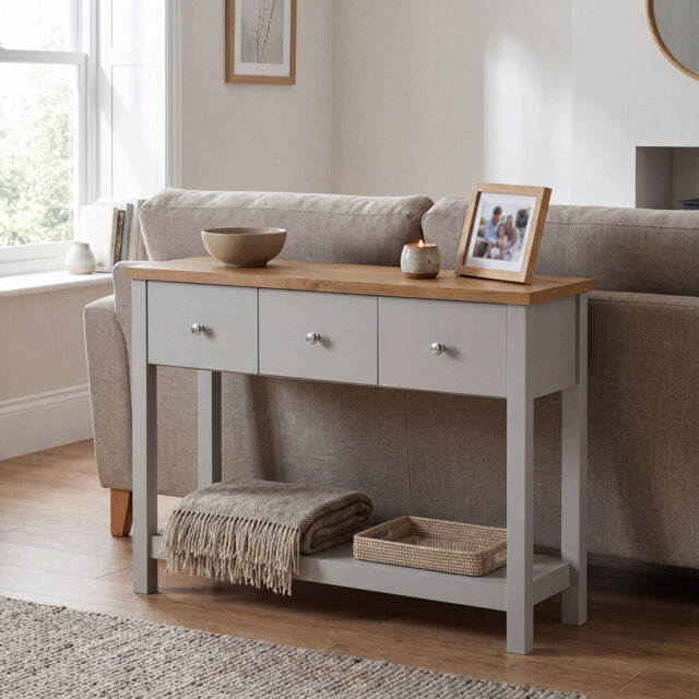 Beacsfield 3 Drawer Console Table Slim Hallway & Living Room Furniture Shaker Style