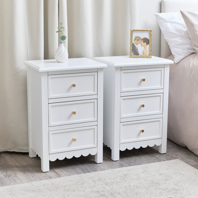 Pair Of 3 Drawer Scallop Bedside Tables - Staunton Range