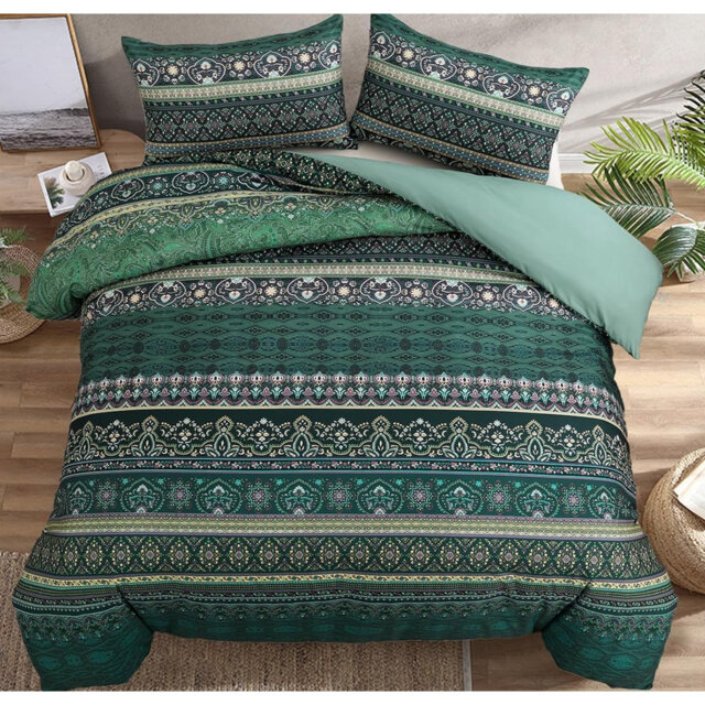 Double 200cm Boho Microfiber Duvet Cover Set, Moroccan Bedding with 2 Pillow Shams