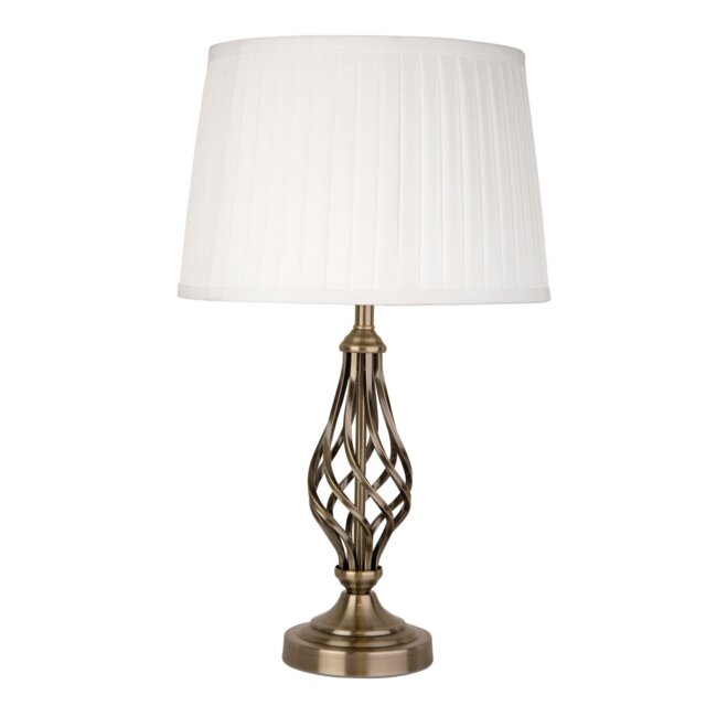 Zoey 49cm Twist Traditional Antique Brass Metal Table Lamp