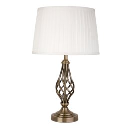 Zoey 49cm Twist Traditional Antique Brass Metal Table Lamp
