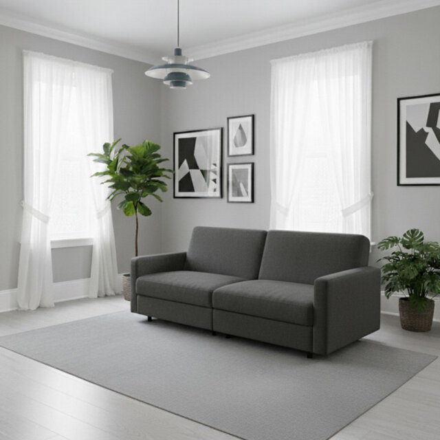 HideAway Sofa Bed Convertible 3-Seater Fabric Sofa with Dual Hidden Storage Compartments