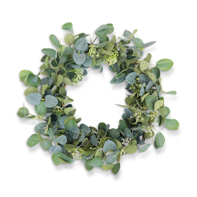 "22"" Handmade Eucalyptus Wreath for Front Door, All-Season Greenery Floral Wall Decor."