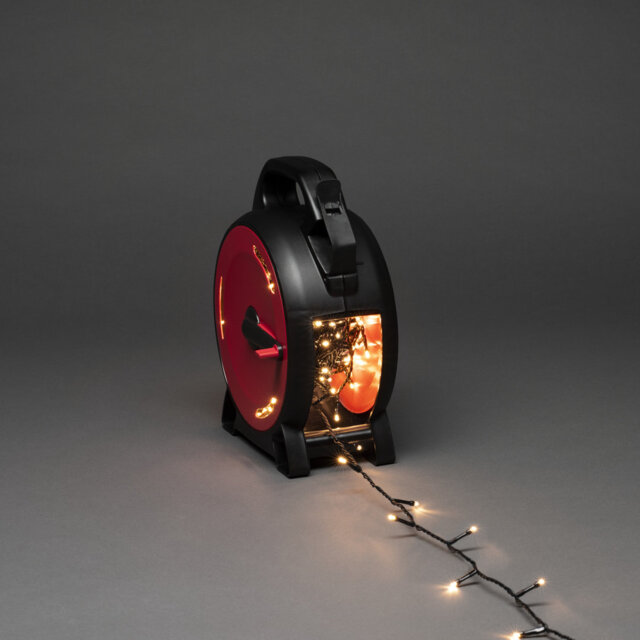 Konstsmide 200 Warm White LED Outdoor Christmas Lights - Durable Cable Reel