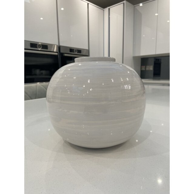 White And Grey Washed handmade Round Bamboo Vase