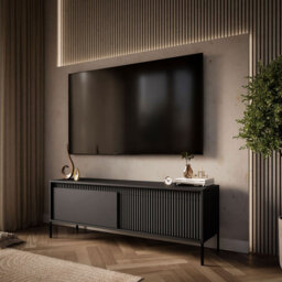 YASUMI two-door TV cabinet, matte black