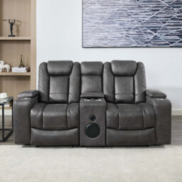 Berwin 2 SEATER FABRIC AUTO RECLINER SOFA WITH CONSOLE GREY