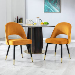 Adolina Modern Velvet Dining Chair Upholstered Armchair with Metal Legs