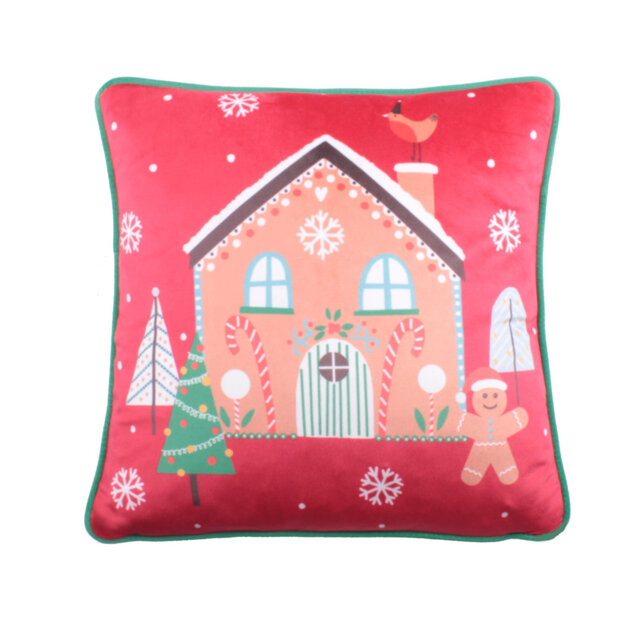 Gingerbread Man Square Scatter Cushion Cushion With Filling