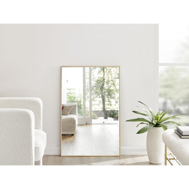 Alcantera Rectangle Metal Frame Wall Mirror Simple and Elegant Modern Design