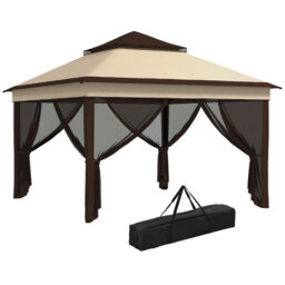 3 X 3m Height Adjustable Pop Up Gazebo, Uv30+ Weather Resistant Outdoor Shelter With Removable Mesh Curtains, 3-level Steel Frame And Carry Bag, Beige