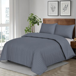 luxury Microfiber Satin Stripe Duvet cover set with 2 pillow cases