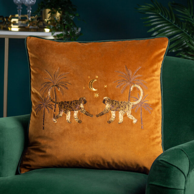 Dusk Monkey Feathers Square Scatter Cushion Cushion With Filling
