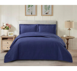3 Piece Tropical Leaf Bedspreads Set Quilted Bed Throw with Matching Pillow Shams Polyester Material