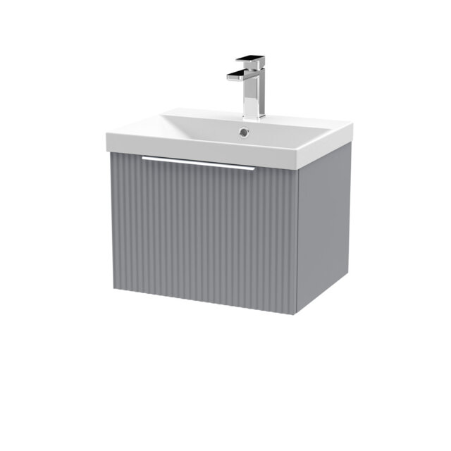 Fluted 510mm Single Bathroom Vanity with Drop In Vitreous China Basin