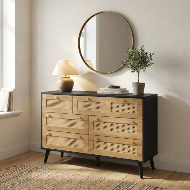 Anisjon & Rattan 7 Drawer Chest Of Drawers