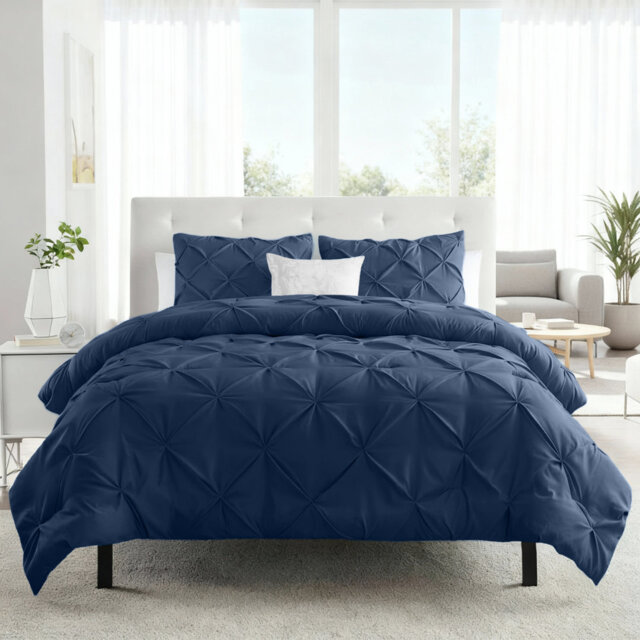 Aspire Homeware High Quality Microfiber Pintuck Design Duvet Cover With Pillowcases