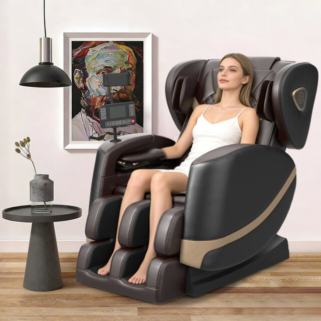 Full-body Massage Chair, Zero-gravity Massage Chair, 10 Fixed Rollers, Heating, Foot Massage, Automatic Mode, Bluetooth Speaker, Touch Screen Controll