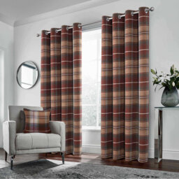 100% Blackout Curtains Check Eyelet Bedroom Tartan Curtain Plaid Brushed Cheque Pair of Highland Woolen Look Window Treatment for Living Room Green 46