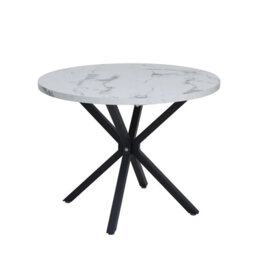Adorna Round Solid Wood Top Metal Base Dining Table