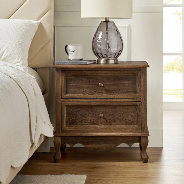Hippe 61cm W Transitional Wood Bedside Table with Charging Station and Cord Management