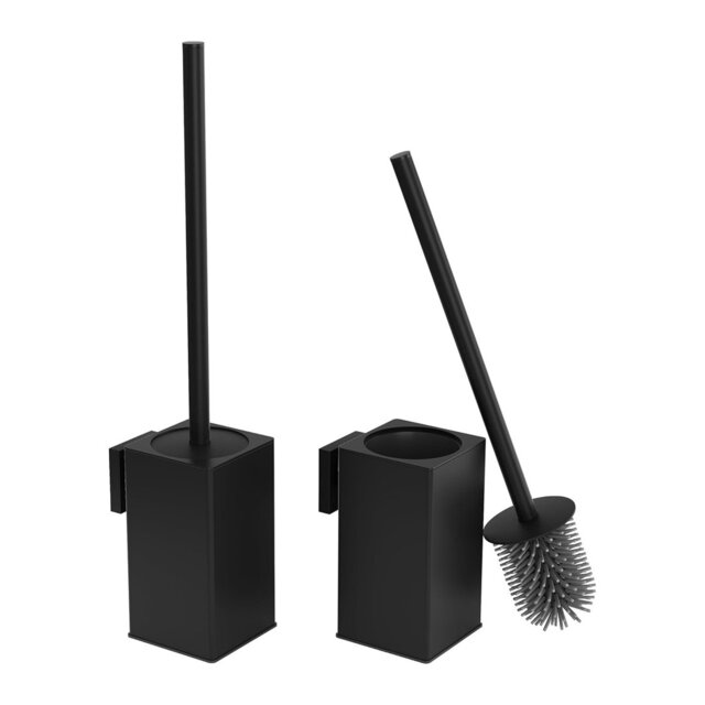 2 Pieces Toilet Brush And Holder For Wall Mounting,Sturdy And Durable,Matt Black