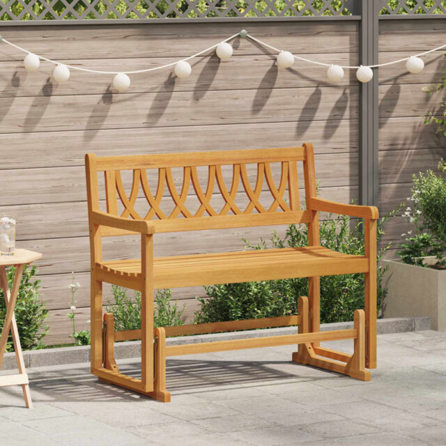 Garden Glider Bench Natural Solid Acacia Wood Furniture Outdoor Seating